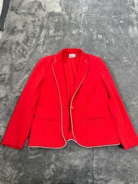 Vintage Bleyle Red Blazer with White Contrast Piping Made in West Germany